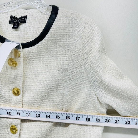 G by Giuliana Womens Faux Tweed Jacket Blazer Ivory Medium Career Casual Modest - Picture 6 of 12